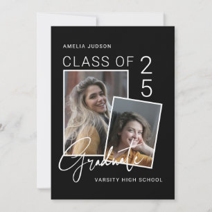 Klasse mit 25 Foto Schwarz-Weiß-Script-Abschluss Ankündigung