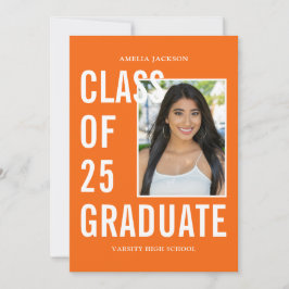 Klasse mit 25 Orange White Foto Abschluss Ankündigung