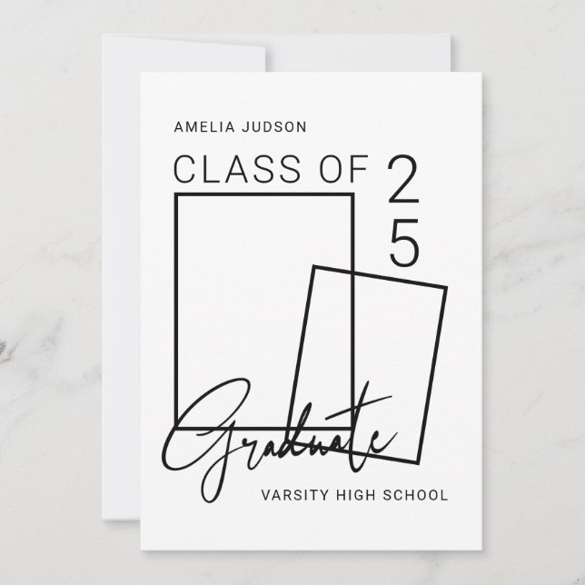 Klasse mit 25 schwarzen Skripten 2 Fotos Abschluss Ankündigung (Vorderseite)