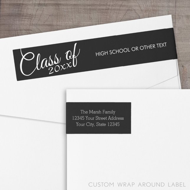 Klasse mit benutzerdefiniertem Jahr und High Schoo (Custom Return Address Label with a Wrap Around Feature)