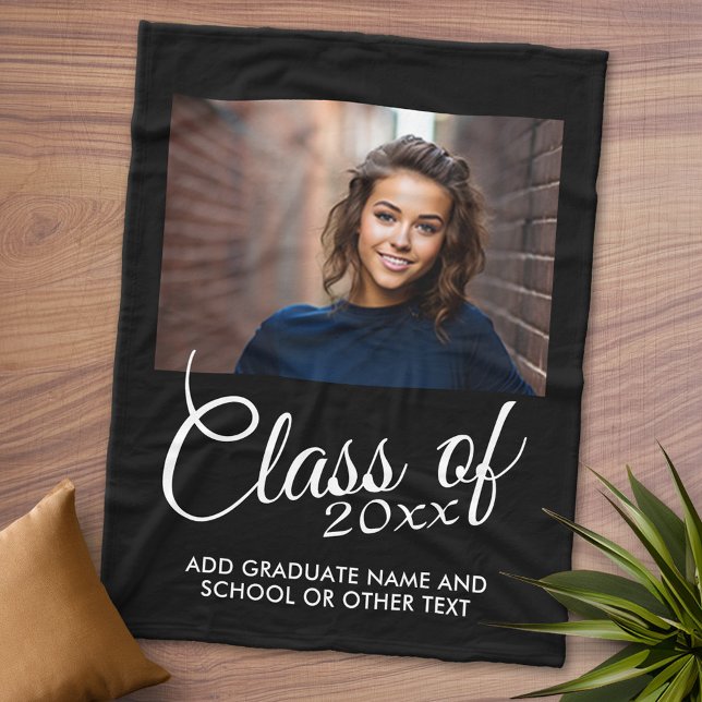 Klasse mit benutzerdefiniertem Jahr und High Schoo Fleecedecke (Personalized Fleece Blanket - Add Photos and Text or Customize completely in advanced design area)