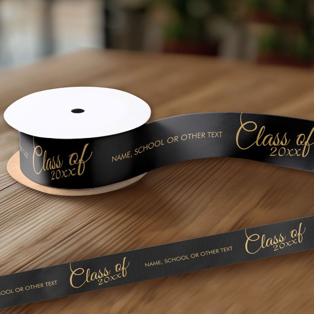 Klasse mit benutzerdefiniertem Jahr und Schulschwa Satinband (Custom Ribbon on a Roll - Personalize this ribbon with you text)