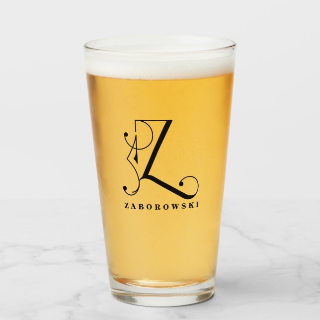 Klasse Monogram, Initial Z mit Nachname Glas (Vorne (Gefüllt))