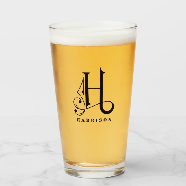 Klasse Monogramm Anfangsbuchstaben H mit Nachname  Glas (Vorne (Gefüllt))