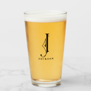 Klasse Monogramm Anfangsbuchstaben J mit Nachname  Glas