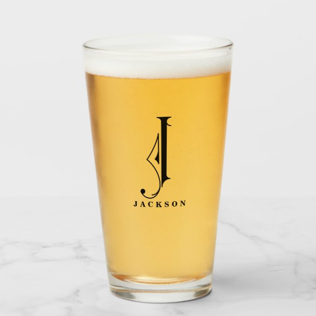 Klasse Monogramm Anfangsbuchstaben J mit Nachname  Glas (Vorne (Gefüllt))