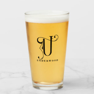 Klasse Monogramm erste U mit Nachname Glas