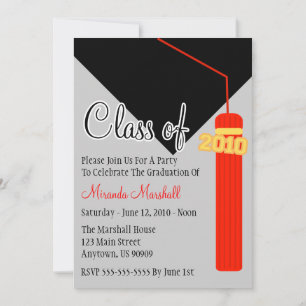Klasse of 2010 Tassel Abschluss Invitation (rot) Einladung