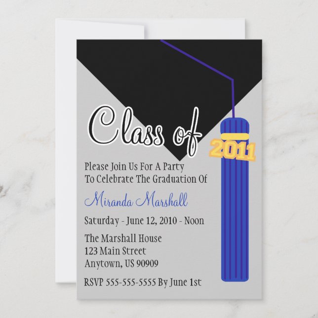 Klasse of 2011 Tassel Abschluss Invitation (blau) Einladung (Vorderseite)