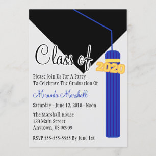 Klasse of 2020 Tassel Abschluss Invite (blau) Einladung