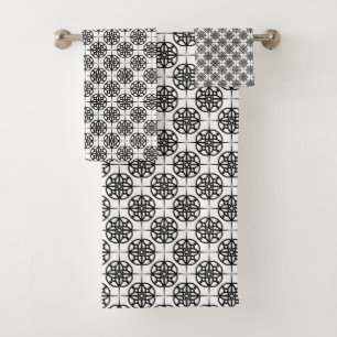 Klasse Retro visuelles geometrisches Muster Badhandtuch Set