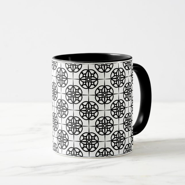 Klasse Retro visuelles geometrisches Muster Tasse (VorderseiteRechts)