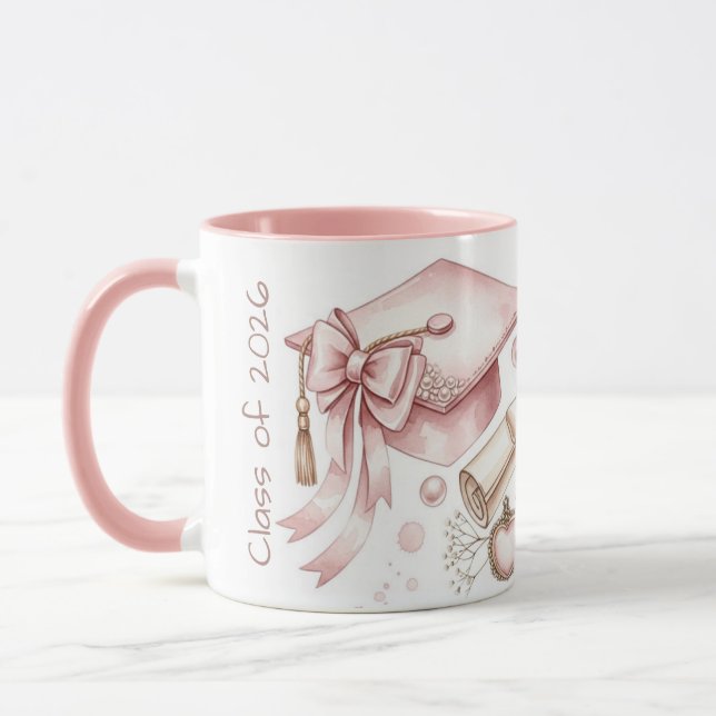 Klasse rosa Mädchen-Accessoires Abschluss  Tasse (Links)