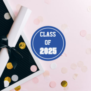 Klasse Royal Blue and White School Colors Jahr Runder Aufkleber