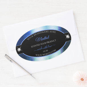 Klasse Royal Blue Black Brilliant Ovaler Aufkleber