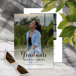 Klasse Script Graduate Zwei-Foto-Abschluss White Einladung