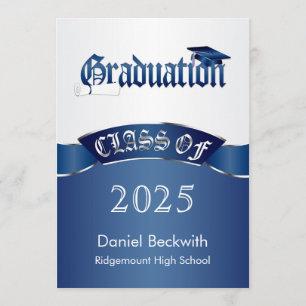 Klasse, silberblauer Mortar & Diploma-Abschluss Einladung