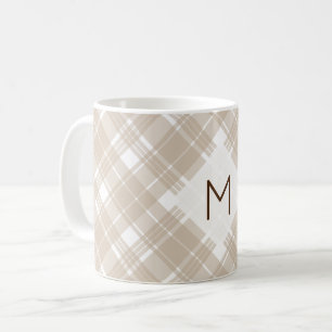 Klasse Tan Kariert Monogramm Kaffeetasse