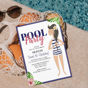 Klasse Teenager-Poolparty   Geburtstag Einladung
