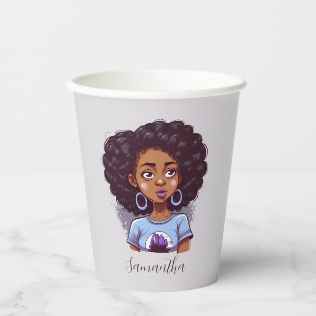 Klasse und Elegant Afro Frau Pappbecher (Vorderseite)