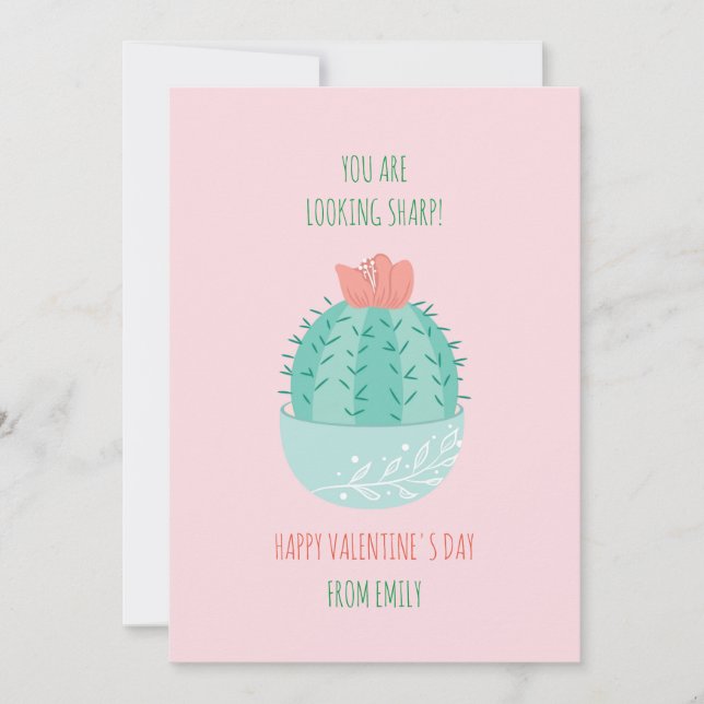Klasse Valentine Succulent Cactus Card Einladung (Vorderseite)