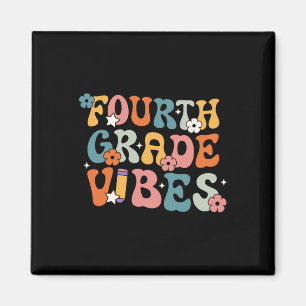 Klasse Vibes zurück zur Schule Retro 4. Klasse Leh Magnet