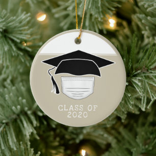 Klasse von 2020 Abschluss Hut mit Gesichtsmaske Keramik Ornament