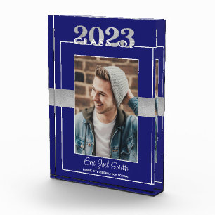 Klasse von 2023 Blue Silver Abschluss Keepake Fotoblock