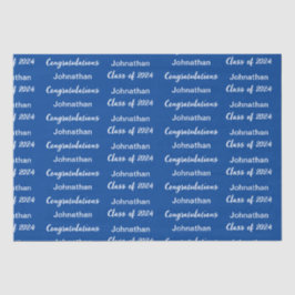 Klasse von 2024 Blue White Gratulationen Grad Name Seidenpapier