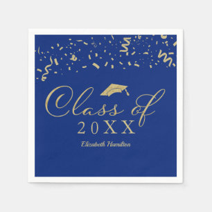 Klasse von 2024 Gold Script Graduation Party Blue Serviette