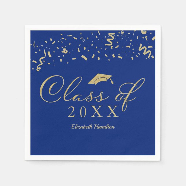 Klasse von 2024 Gold Script Graduation Party Blue Serviette (Vorderseite)