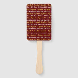 Klasse von 2024 Graduate's Name Dark Red White Gol Fächer