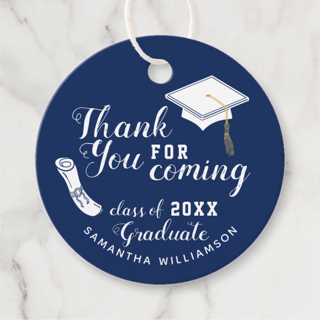 Klasse von 2025 Blau und Weiß Vielen Dank Abschlus Geschenkanhänger (Vorderseite)
