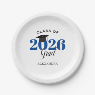 Klasse von 2025 Grad Simple Blue und Black Pappteller
