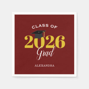 Klasse von 2025 Grad Simple Maroon and Gold Serviette