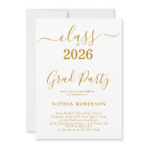 Klasse von 2026 Gold Schrift Modern Absolventenfei