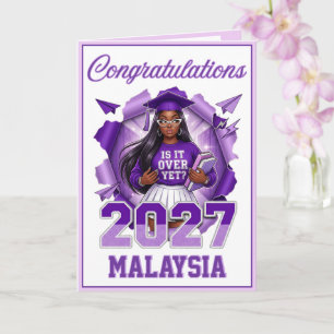 Klasse von 2027 Afroamerikanische Violette Abschlu Karte