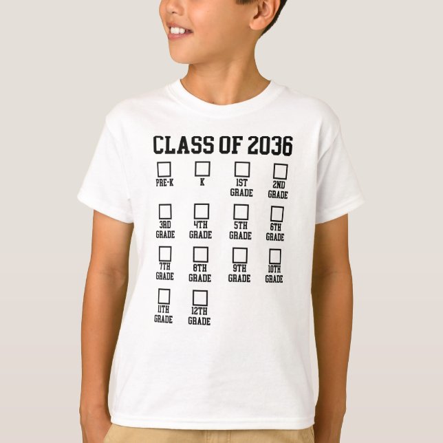 Klasse von 2036 Mit mir wachsen Abschluss T-Shirt (Vorderseite)