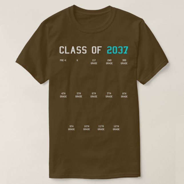 Klasse von 2037 wächst mit Me Abschluss First Day  T-Shirt (Design vorne)
