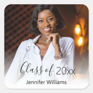 Klasse von 20xx, Foto Abschluss elegant chic Quadratischer Aufkleber