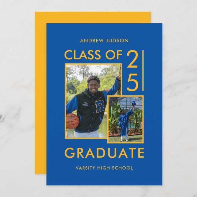 Klasse von 25 Fotos Blue Abschluss & Open House Ankündigung (Vorne/Hinten)