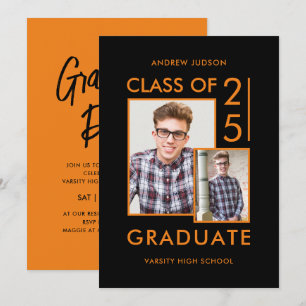 Klasse von 26 Moderne schwarze und orangefarbene F Einladung