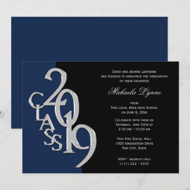 Klasse von Grad Silver 2019 mit Farboption Einladung (Vorne/Hinten)