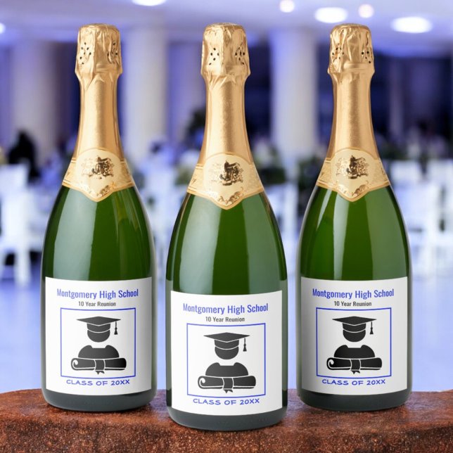 Klasse Wiedersehen Black Blue Custom (High School Reunion Sparkling Wine Label)