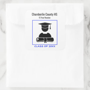 Klasse Wiedersehen Black Bright Blue Custom entwor Quadratischer Aufkleber