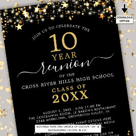 Klasse Wiedersehen Black Gold Stars leuchten jedes Einladung