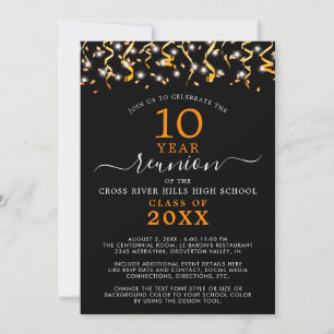 Klasse Wiedersehen Black Orange Confetti Streamers Einladung