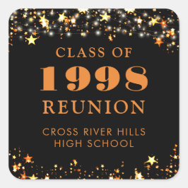 Klasse Wiedersehen Black Orange Gold Stars Persona Quadratischer Aufkleber