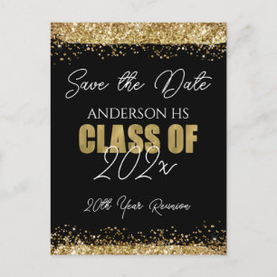 Klasse Wiedersehen Black und Gold Save the Date Postkarte