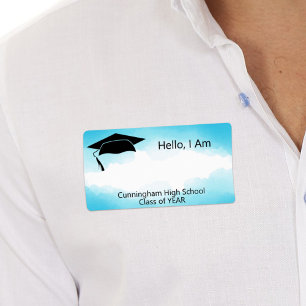 Klasse Wiedersehen Blue Watercolor Name Tag